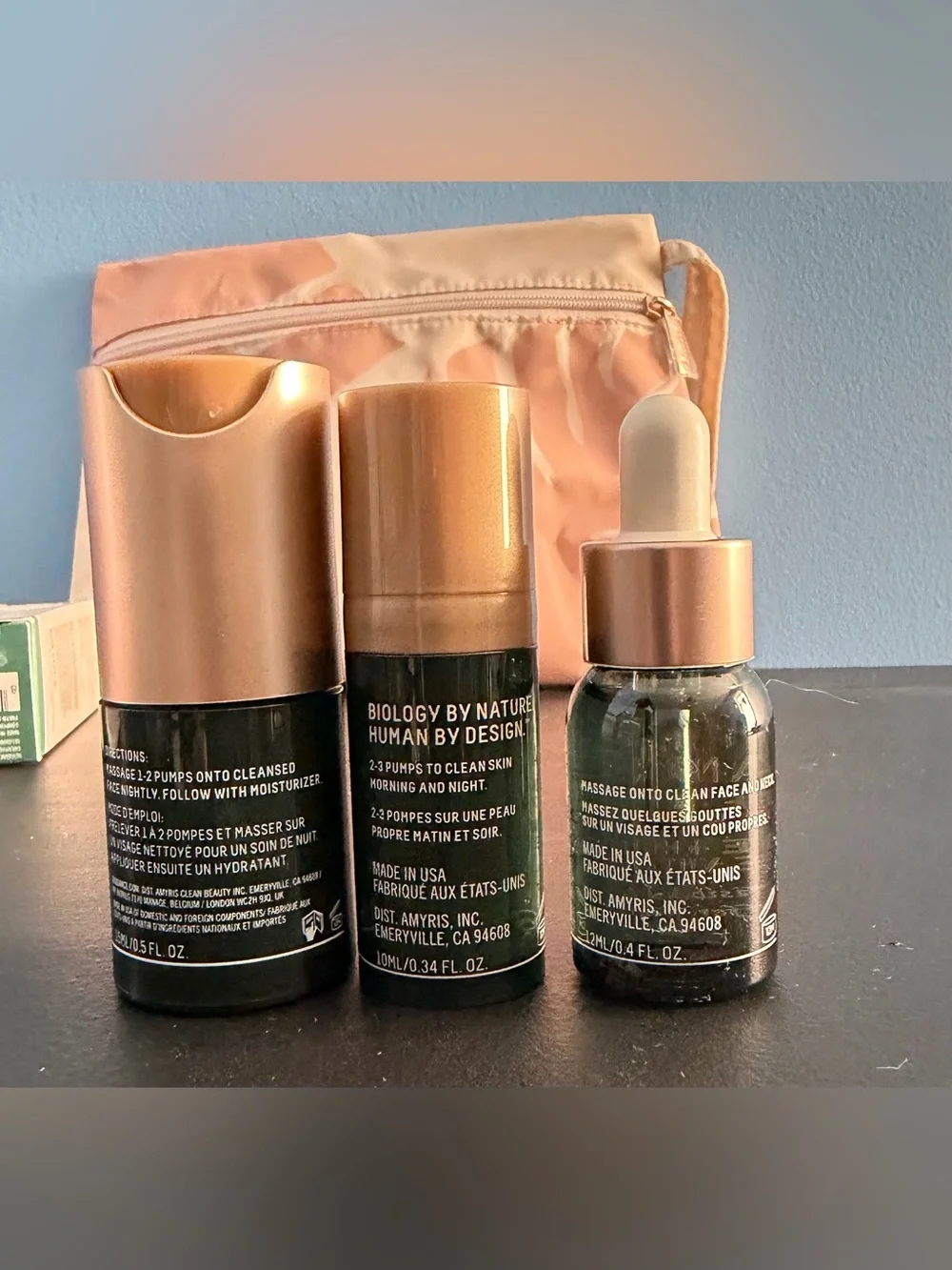 Biossance Squalane Skincare Travel Bundle w/ Mirror & Makeup Bag Lot Of 9